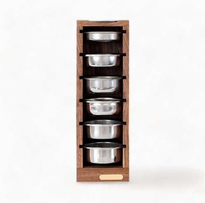 Wooden Espresso Basket Storage Rack - Blonde Barista